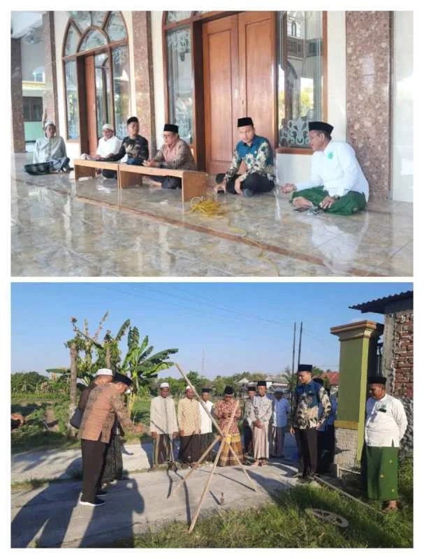 Kemenag Berdampak, KUA Kepohbaru Laksanakan Penentuan Arah Kiblat di Desa Brangkal