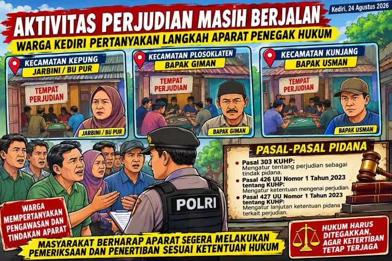 Perjudian Masih Berjalan di Kediri, Warga Pertanyakan Ketegasan Aparat