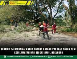 Koramil 14 Bersama Warga Gotong Royong Pangkas Pohon Demi Keselamatan dan Kebersihan Lingkungan