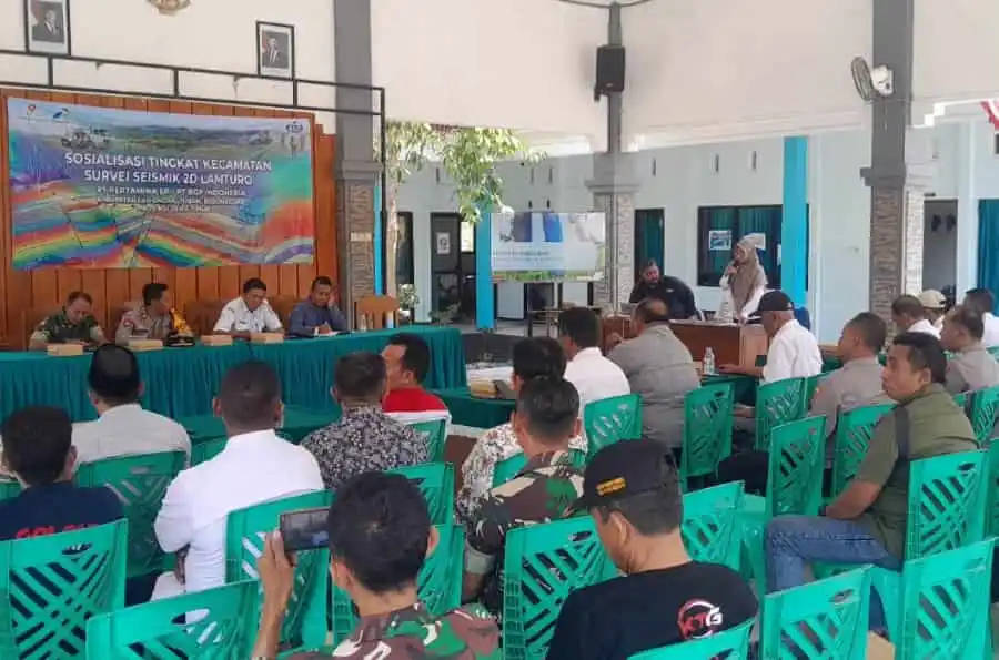 Dukung Ketahanan Energi Nasional, Bati Tuud Koramil Ngasem Bojonegoro Hadiri Sosialisasi Survei Seismik 2D Lamturo